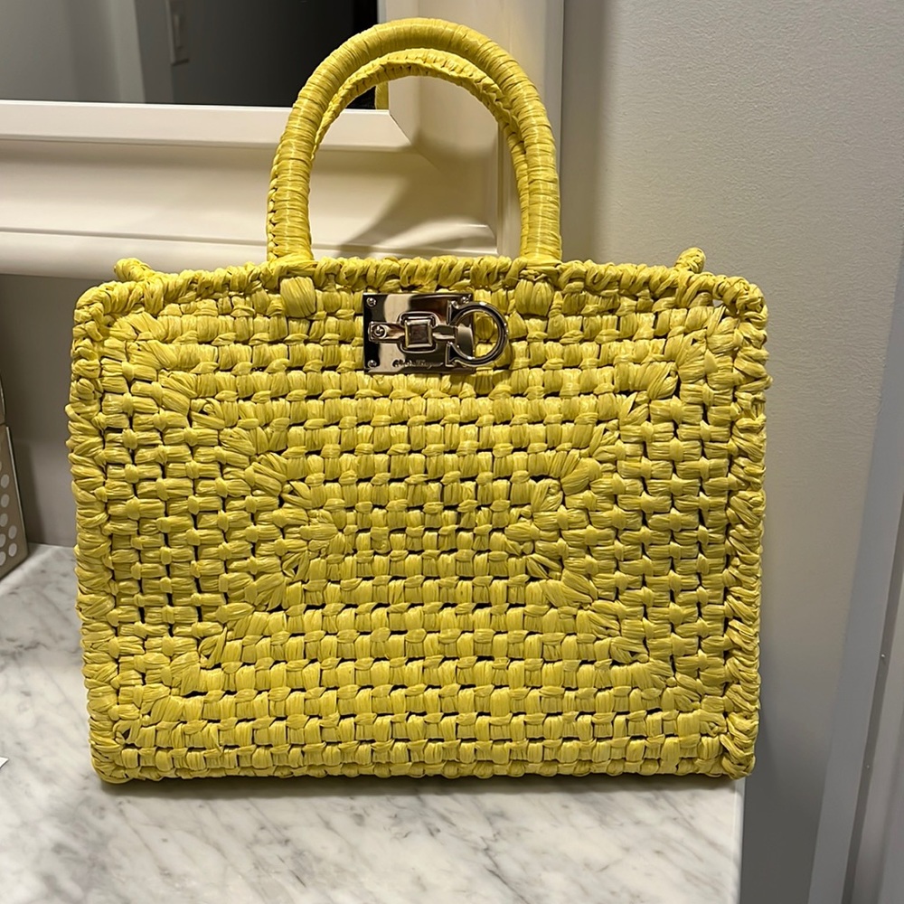 Ferragamo Stunning Canary Yellow studio woven bag